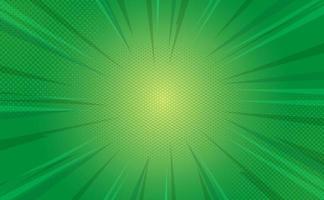 Sunburst pop art green comics book halftone background vector