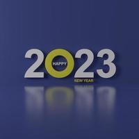 2023 Happy New Year on reflection background 3D render illustration photo