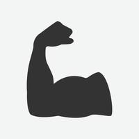 Flexing bicep muscle strength or power arm body builder icon isolated. vector