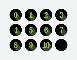 número verde en círculo de cero a diez ilustración vectorial. vector