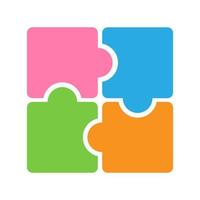 Color puzzle piece,  jigsaw symbol, teamwork or solution concept. vector
