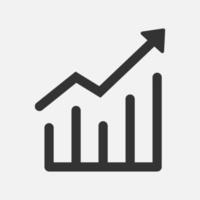 Growing graph up chart icon isolated flat design vector illustration.