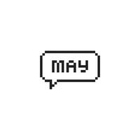 Month of May pixel art lettering in speech bubble. vector