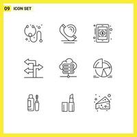9 Creative Icons Modern Signs and Symbols of pie server connection currency rates network server navigation Editable Vector Design Elements