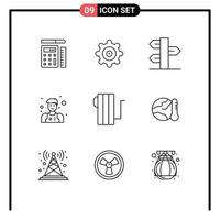 9 Thematic Vector Outlines and Editable Symbols of heater electric panel appliances man Editable Vector Design Elements