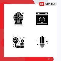 Stock Vector Icon Pack of 4 Line Signs and Symbols for aim business target emotion money Editable Vector Design Elements