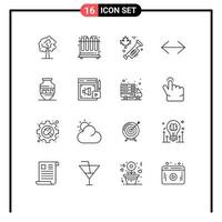 Outline Pack of 16 Universal Symbols of web greece laud ancient jar right Editable Vector Design Elements