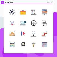 Mobile Interface Flat Color Set of 16 Pictograms of wifi server interface network server maker Editable Pack of Creative Vector Design Elements