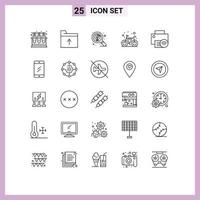 Line Pack of 25 Universal Symbols of devices gym find cycle bicycle Editable Vector Design Elements