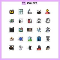 Set of 25 Modern UI Icons Symbols Signs for mortar cooking room sport platform Editable Vector Design Elements