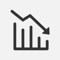 Decrease graph down chart icon isolated flat design vector illustration