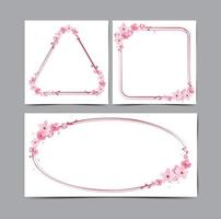 borde de flores de cerezo, flor de marco de plantilla, ornamento, ilustración de vector de sakura