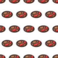 cartoon yakiniku, japanese food seamless pattern on colorful background vector