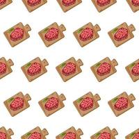 cartoon wagyu beef, japanese food seamless pattern on colorful background vector