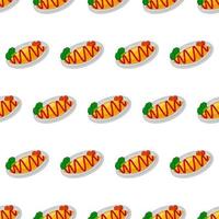 cartoon omurice, japanese food seamless pattern on colorful background vector