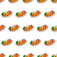 cartoon omurice, japanese food seamless pattern on colorful background vector