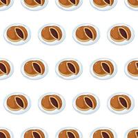 cartoon dorayaki, japanese food seamless pattern on colorful background vector