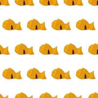 taiyaki de dibujos animados, patrones sin fisuras de comida japonesa en colores de fondo vector