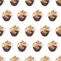 cartoon oden, japanese food seamless pattern on colorful background vector