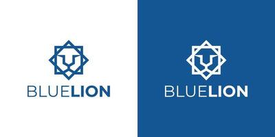 Geometric Blue Lion Logo, suitable for any business related to Lion. vector