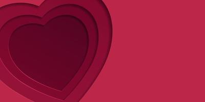 capas de patrón de forma de corazón recortadas de papel rojo vector