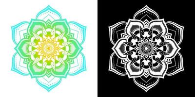 patrón de pétalos de flores arte tailandés aplicado en estilo mandala vector