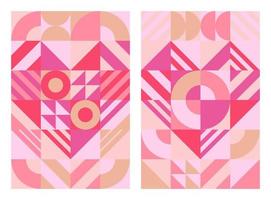 Abstract heart shape, pink tones, Scandinavian and Bauhaus style art vector