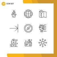 Universal Icon Symbols Group of 9 Modern Outlines of finish arrow achievement service location Editable Vector Design Elements