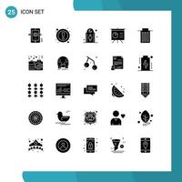 User Interface Pack of 25 Basic Solid Glyphs of delete board user analytics tower Editable Vector Design Elements