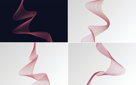 conjunto de 4 líneas de ondas abstractas de fondo de patrón de onda geométrica vector