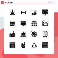 Modern Set of 16 Solid Glyphs and symbols such as case development day develop coding Editable Vector Design Elements