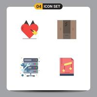 Group of 4 Modern Flat Icons Set for e commerce wardrobe ecommerce cupboard hosting Editable Vector Design Elements