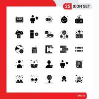 25 Universal Solid Glyphs Set for Web and Mobile Applications tour cable car human water pollution Editable Vector Design Elements