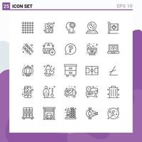 Set of 25 Modern UI Icons Symbols Signs for canada flag cogwheel spell mage Editable Vector Design Elements