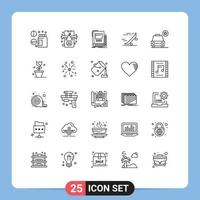 paquete de iconos de vector de stock de 25 signos y símbolos de línea para elementos de diseño de vector editables de escuela de paseo de libro de montar en monopatín