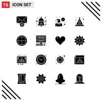 Group of 16 Solid Glyphs Signs and Symbols for ecommerce badge routine army hat Editable Vector Design Elements