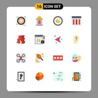 Group of 16 Flat Colors Signs and Symbols for fast food bacon pie user content Editable Pack of Creative Vector Design Elements