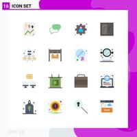 Pictogram Set of 16 Simple Flat Colors of marketing window mail interior glass Editable Pack of Creative Vector Design Elements