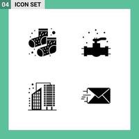 4 User Interface Solid Glyph Pack of modern Signs and Symbols of dots city mechanical system infrastructure Editable Vector Design Elements