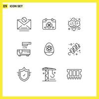 paquete de iconos de vector de stock de 9 signos y símbolos de línea para elementos de diseño de vector editable de vegetales de baño de patricks de bañera de huevo