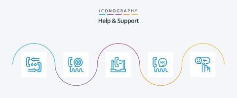 ayuda y soporte paquete de iconos azul 5 que incluye comunicación. llamada. teléfono. Servicio. ayudar vector