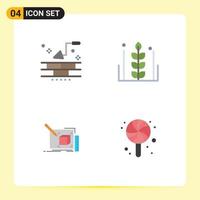 paquete de iconos de vector de stock de 4 signos y símbolos de línea para elementos de diseño de vector editable de boceto de grano de pared de dibujo de ladrillo