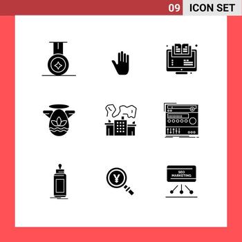 9 concepto de glifo sólido para sitios web móviles y transportadores de la industria de aplicaciones que aprenden elementos de diseño vectorial editables del ángulo de pascua vector