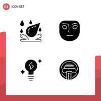 Pack of creative Solid Glyphs of water drop printer emotion bulb typewriter Editable Vector Design Elements