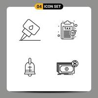 conjunto de 4 iconos de interfaz de usuario modernos signos de símbolos para elementos de diseño de vector editables de vacaciones de pago de impuestos especiales de anillo de motor