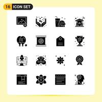 Universal Icon Symbols Group of 16 Modern Solid Glyphs of game athletics fast food activities smart Editable Vector Design Elements