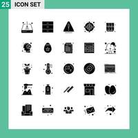 Pack of 25 Modern Solid Glyphs Signs and Symbols for Web Print Media such as locker learn alert target audience Editable Vector Design Elements