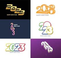 Big Collection of 2023 Happy New Year symbols Cover of business diary for 2023 with wishes vector