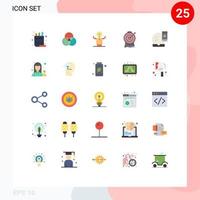 User Interface Pack of 25 Basic Flat Colors of face base target improvement goal aim Editable Vector Design Elements