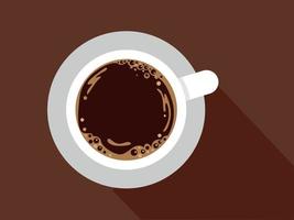 Cups of black Espresso with foam. Coffee top view. Vector illustration for a coffee shop